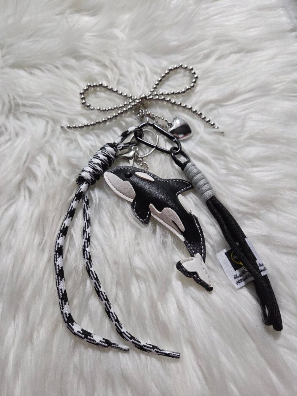 Black & White Whale Keychain
